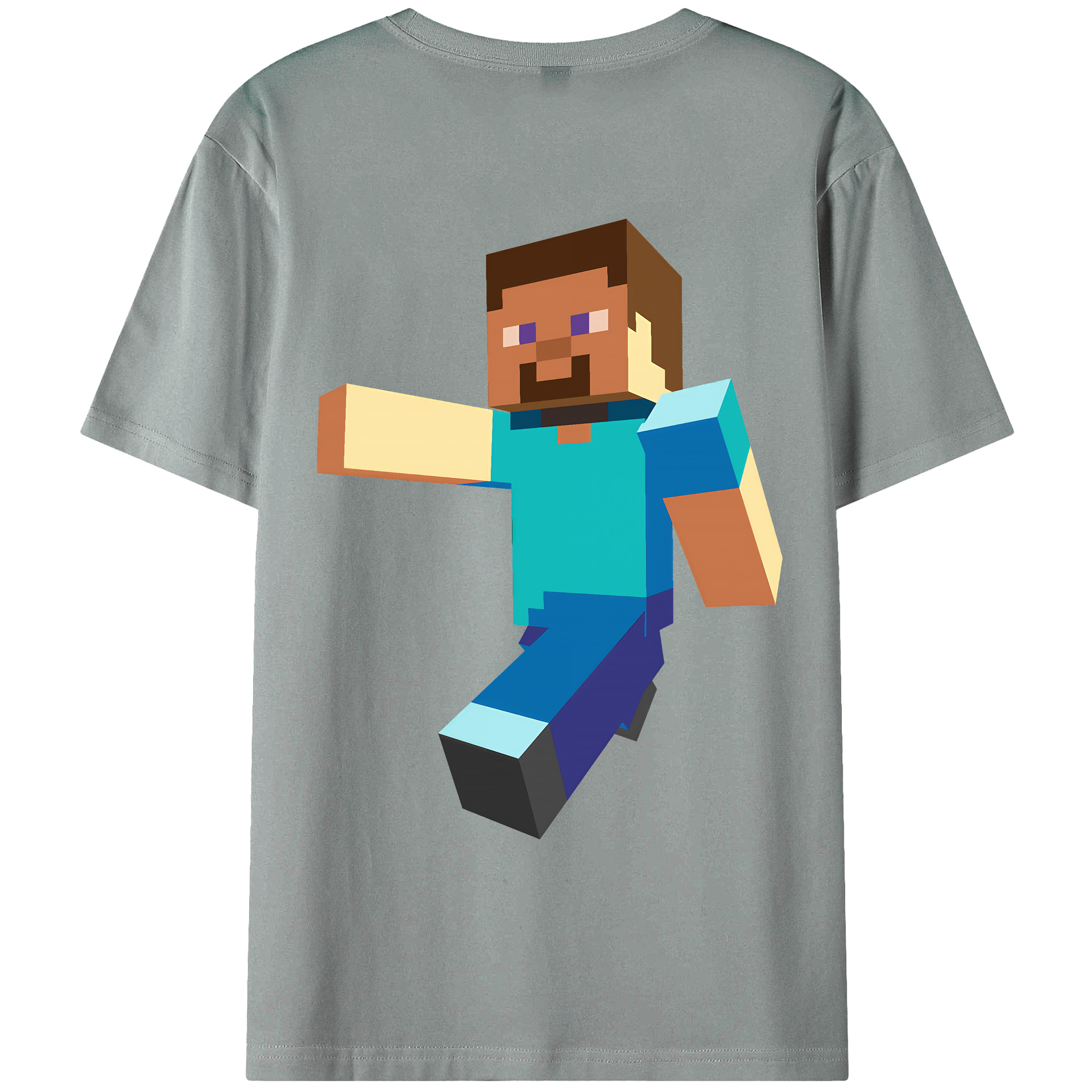 （画像用） マインクラフト ブロックの世界 Minecraft MC Block world 綿100％ メンズ半袖Tシャツ（バックプリント） 通気性